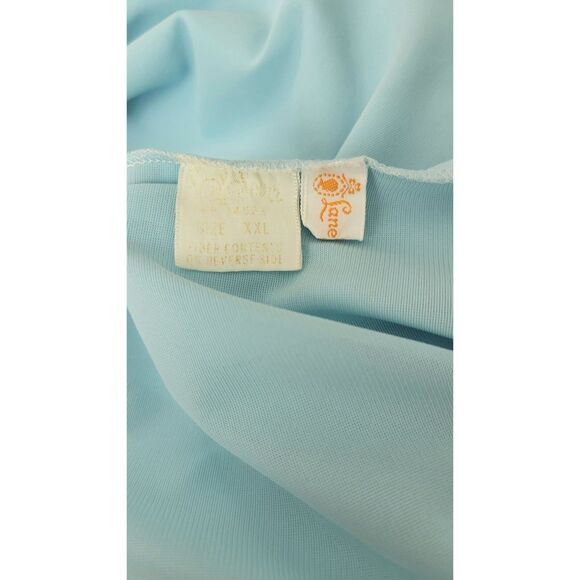 Vintage 50s/60s Lane Bryant Blue Metallic Gold Trim Snap Front Peignoir Robe XXL - Picture 8 of 9